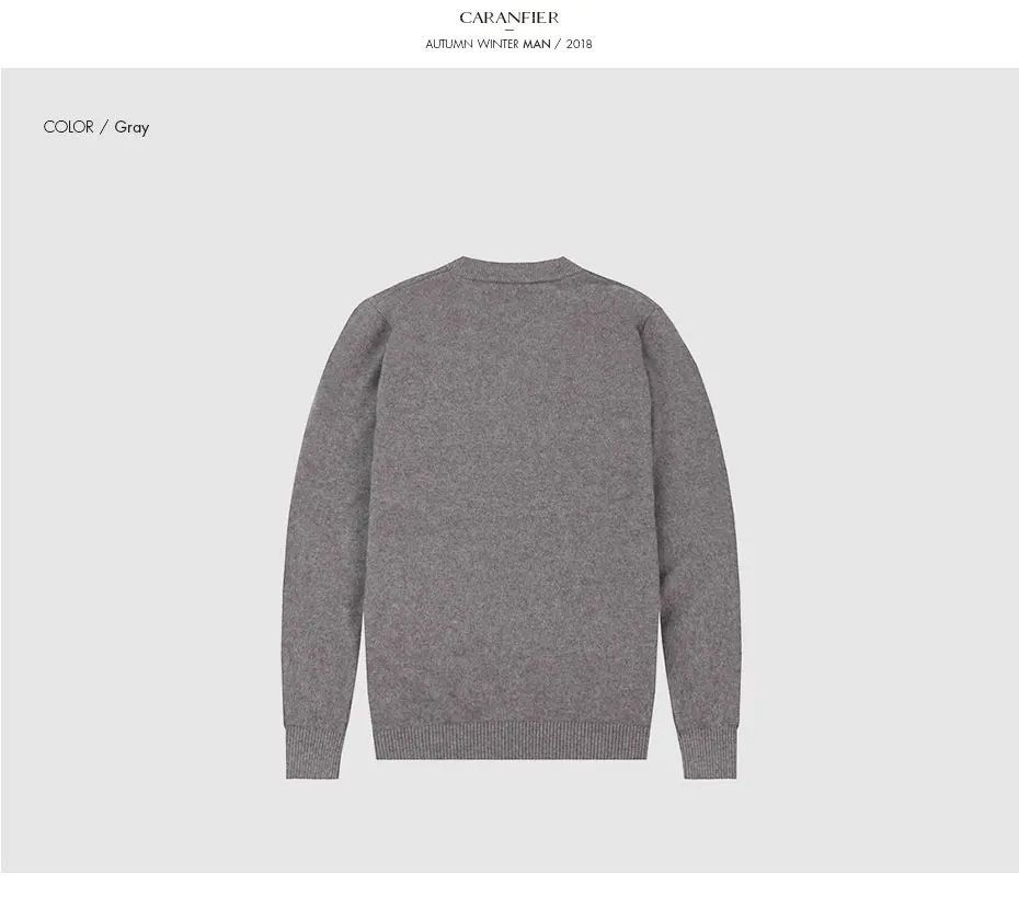 CARANFIER 100% Полный шерстяной теплый плотный свитер мужской пуловер с длинными рукавами мужской бизнес 5 цветов с круглым вырезом брендовые