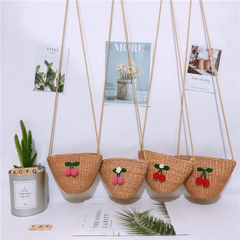 

Women Straw Storage Grocery Eco Bag Friendly Strawberry Reusable Shopping Tote Cherry Fruit Messenger Bags