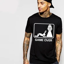 Fun Casual T Shirts Marry Game Over Slim Fit Cotton Husband Wife Printing Men’s Summer harajuku funny T-shirt Camisetas hipster