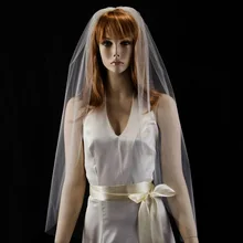 3" Длина кончика пальцев свадебная вуаль с простой кромкой белая свадебная вуаль цвета слоновой кости с расческой Veu De Noiva Longo