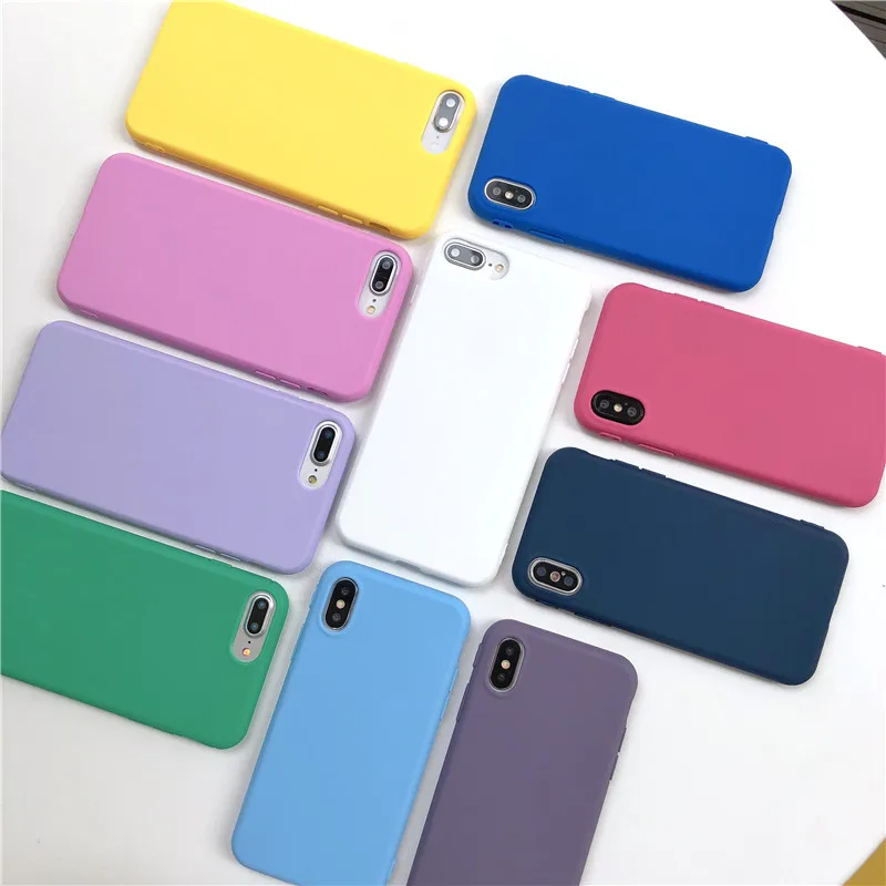 Для iPhone X XR XS MAX Cute candy color Чехол Мягкий ТПУ силиконовый чехол для телефона 5 5S SE 6 S 7 8