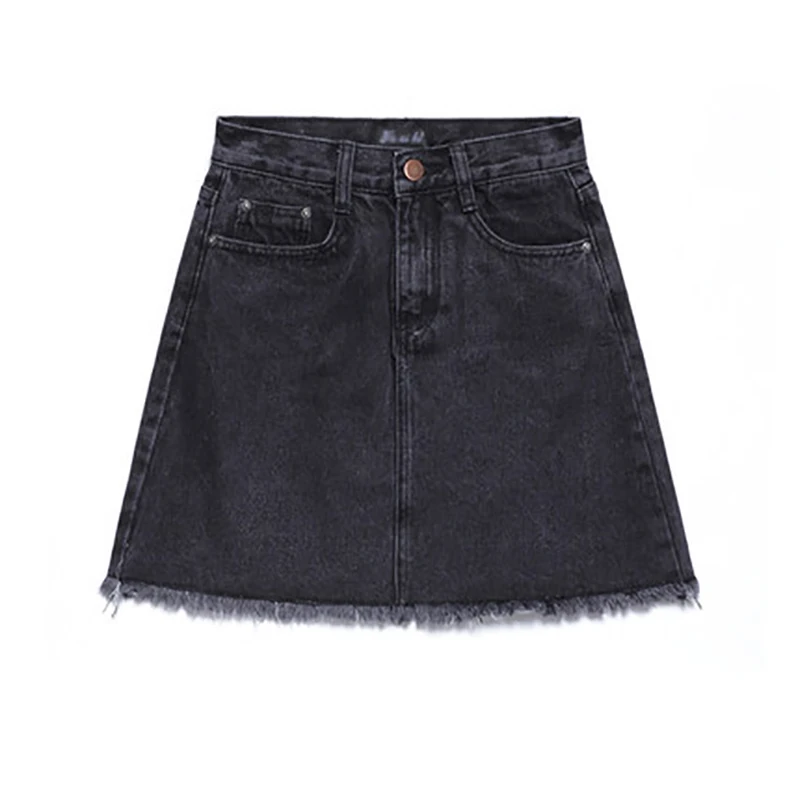 

high quality Spring new Female Pure color High waist Package hip A-Line Vintage Girl Flash Fashion denim Mini skirt with pockets