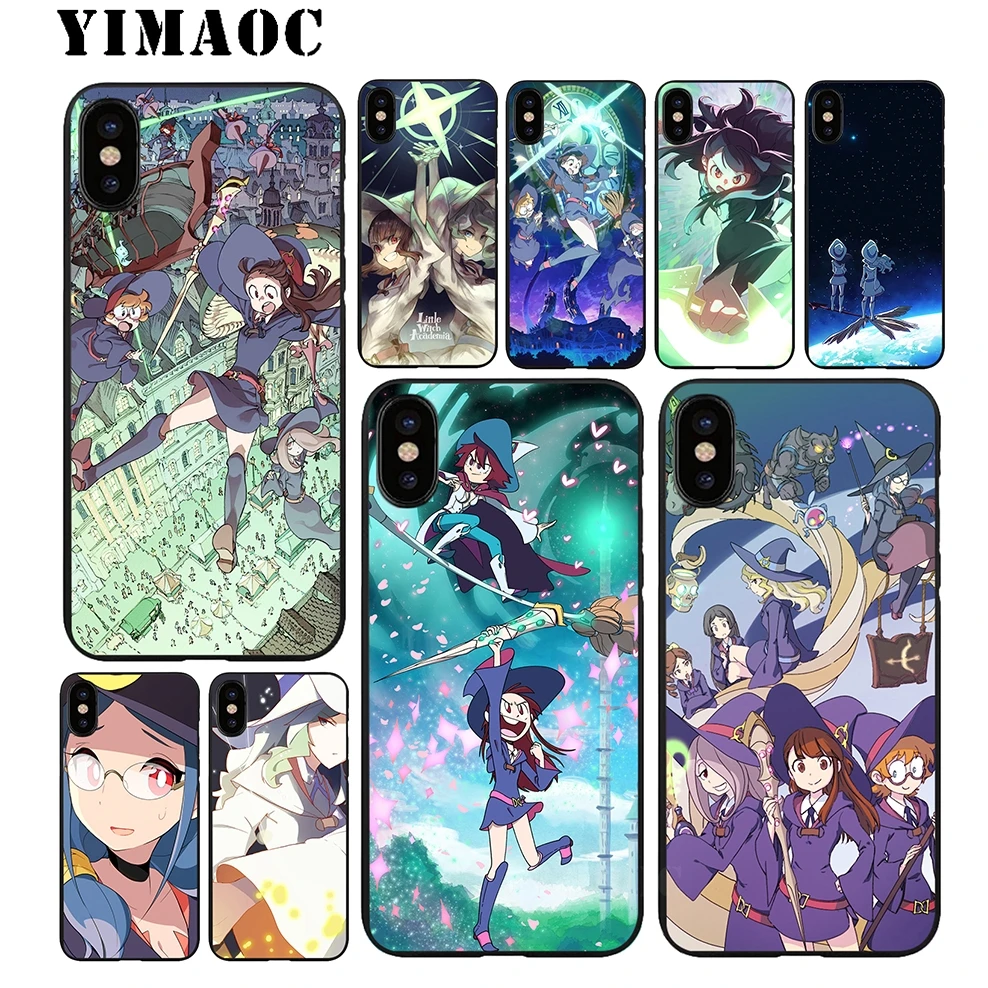 

YIMAOC Little Witch Academia Soft TPU Black Silicone Case for iPhone Xr Xs Max X or 10 8 7 6 6S Plus 5 5S SE