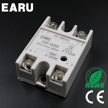 

SSR-60DA 60A 3-32VDC to 24-380VAC Solid State Relay good quality SSR-60 DA for PID Temperature Controller Voltage Transformer