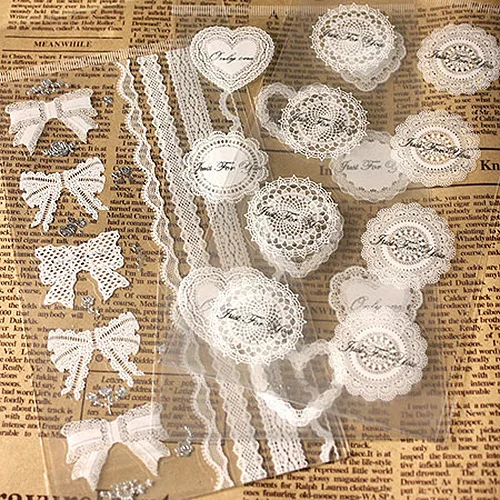

30packs/lot White lace and transparent Gilding style Sealing sticker Kraft Sticker Baking DIY Work Gift Box Stickers