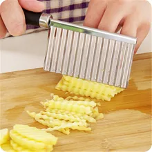 Potato French Fry Cutter Stainless Steel Kitchen Accessories Serrated Blade Easy Slicing Fruits Potato Wave Knife Chopper D5