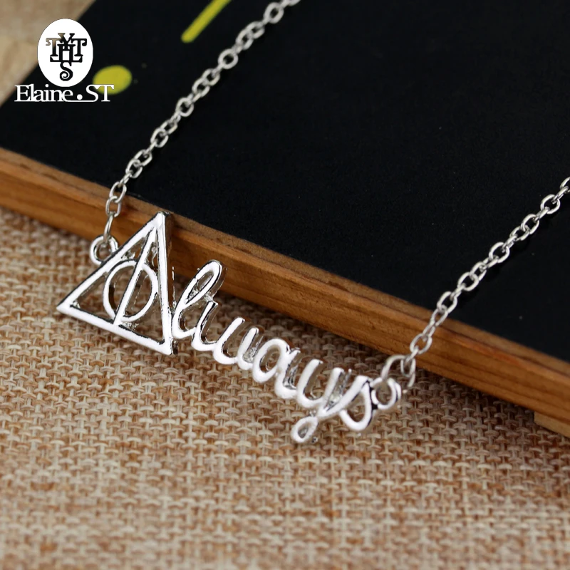 

Wholesale 10pcs/lot Movie Jewelry Deathly Hallows Pendant Necklace Fashion Silver Triangle Letter Necklace For Women&Men Gift