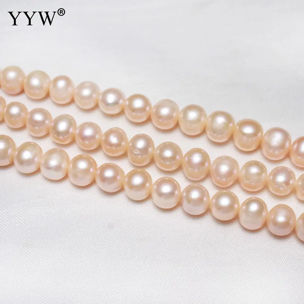 

Cultured Potato Freshwater Pearl Beads natural 8-9mm Sold By Strand pink white color pearl jewelry finding