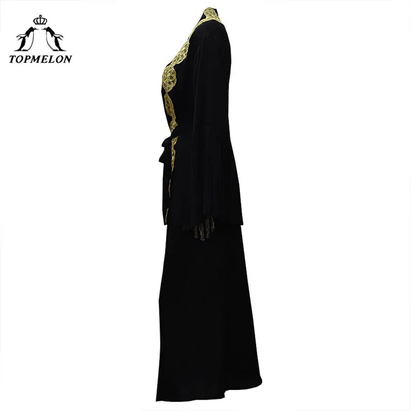 TOPMELON роскошное платье с аппликацией абайя, украшенное золотыми и черными Макси-мусульманскими платьями для женщин, модное платье Дубай абайя, большие размеры