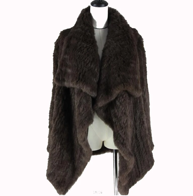 

2019 Genuine Rabbit Fur poncho Jackets Knitted Fur wraps shawl Rabbit Fur Coat Thickening Fur Overcoat Female Bat Fashion Style
