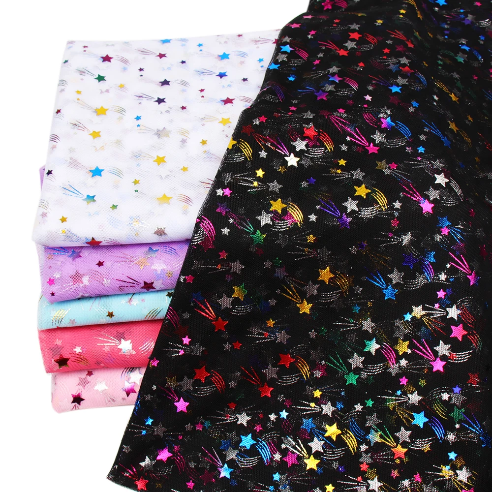 IBOWS 90*150 см красочные звезды сетка ткань марля Тюль Радуга ткани для DIY детское платье ткань шитье ремесло поставки фон