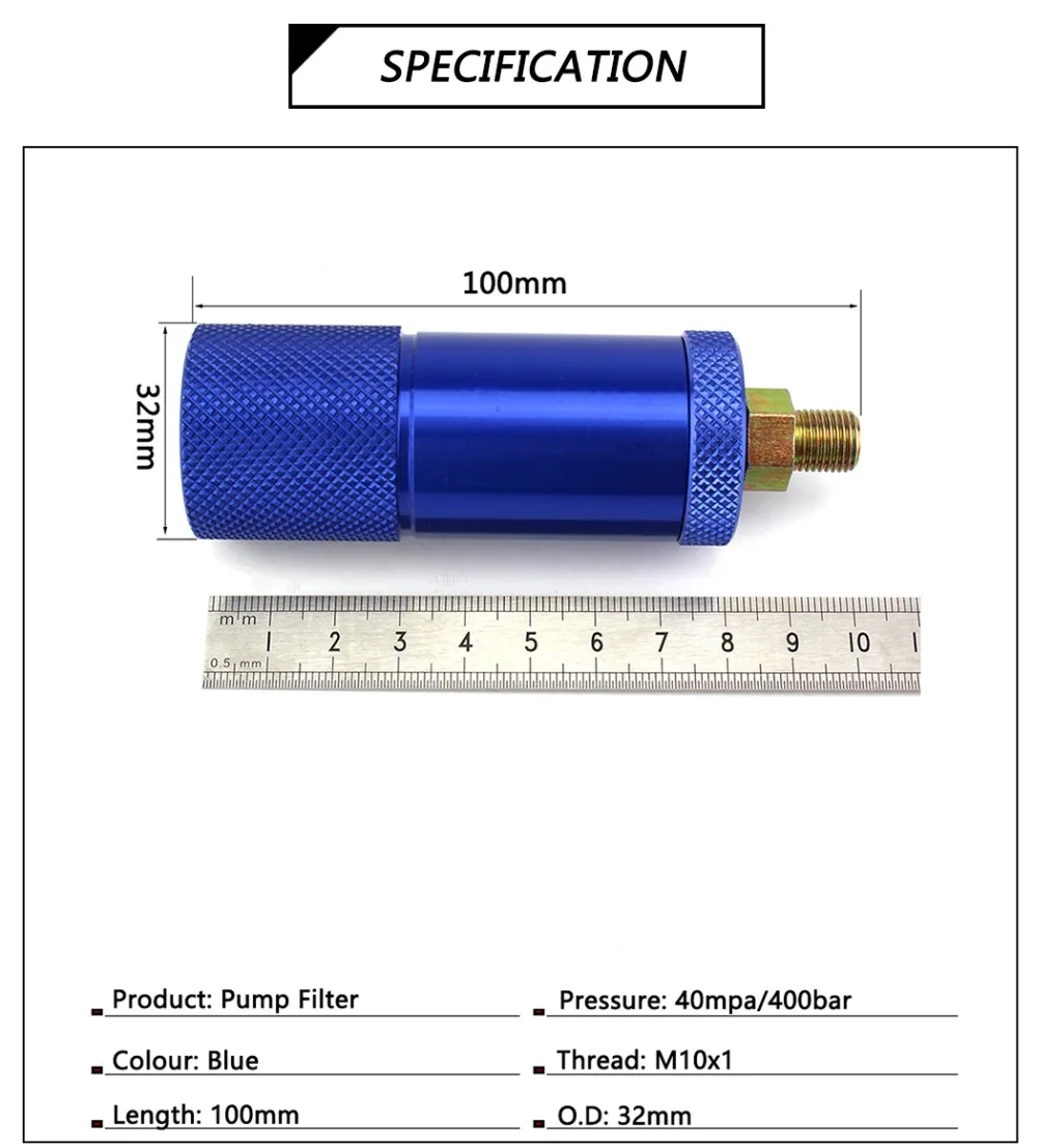 PCP Пейнтбол Airforce 8 мм высокое давление Насос Фильтр 40 МПа 50 см шланг M10x1 воды-масляный сепаратор фильтрации воздуха быстрый разъем