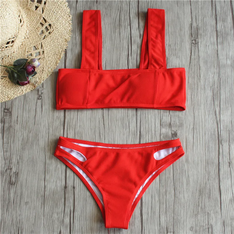 High Quality Special Material Solid Women Bikinis Sets Sport Style