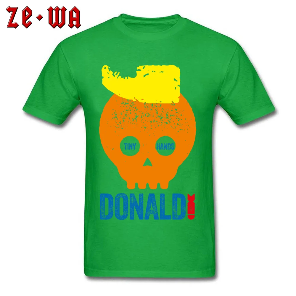DONALD TRUMP TINY HANDS 100% Cotton T Shirts for Men Short Sleeve Tops Tees Slim Fit April FOOL DAY Round Collar T Shirt Crazy DONALD TRUMP TINY HANDS green