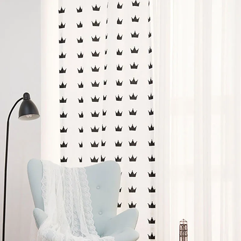 

Window Living Room Curtain Children Cartoon 3D print black Crown Curtains Child Curtain Bedroom Kids Cortina For Sale