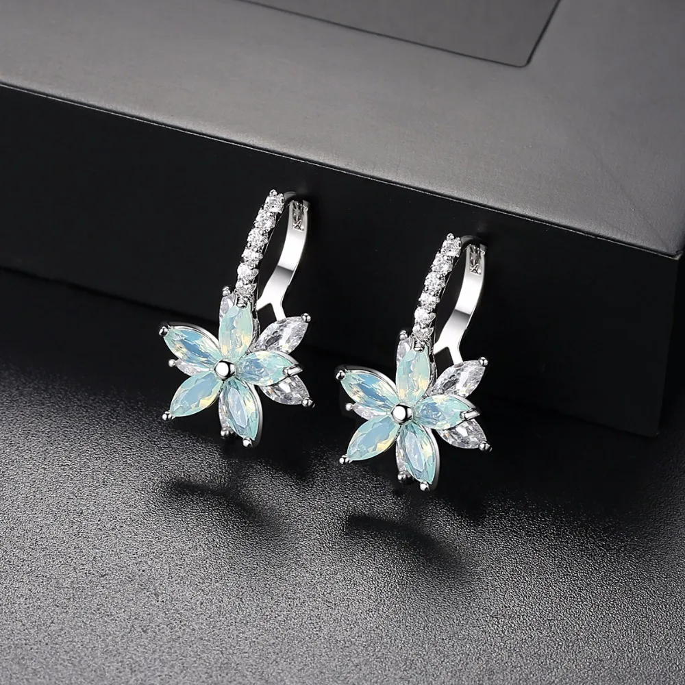LUOTEEMI Fashion Cubic Zirconia Fancy Crystal Flower Stud Earrings for Women Girls Jewellery Valentine Day Gift Bohemia Bijoux - Image 3