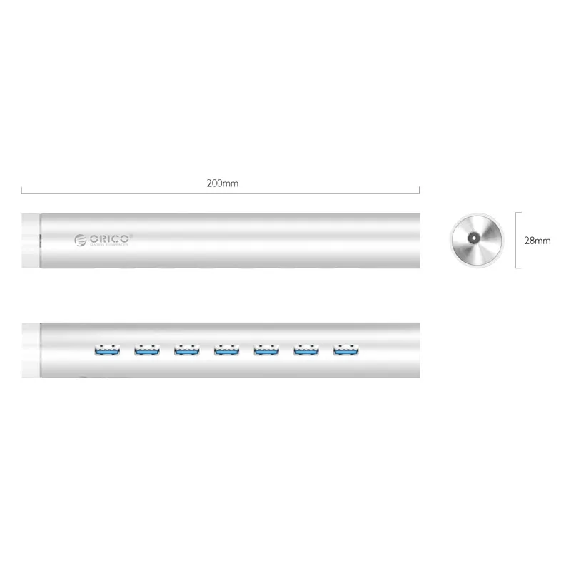 ORICO ARH7-U3-SV алюминиевый круглый 7 портов USB3.0 концентратор для ноутбука MAC идеально-Серебристый