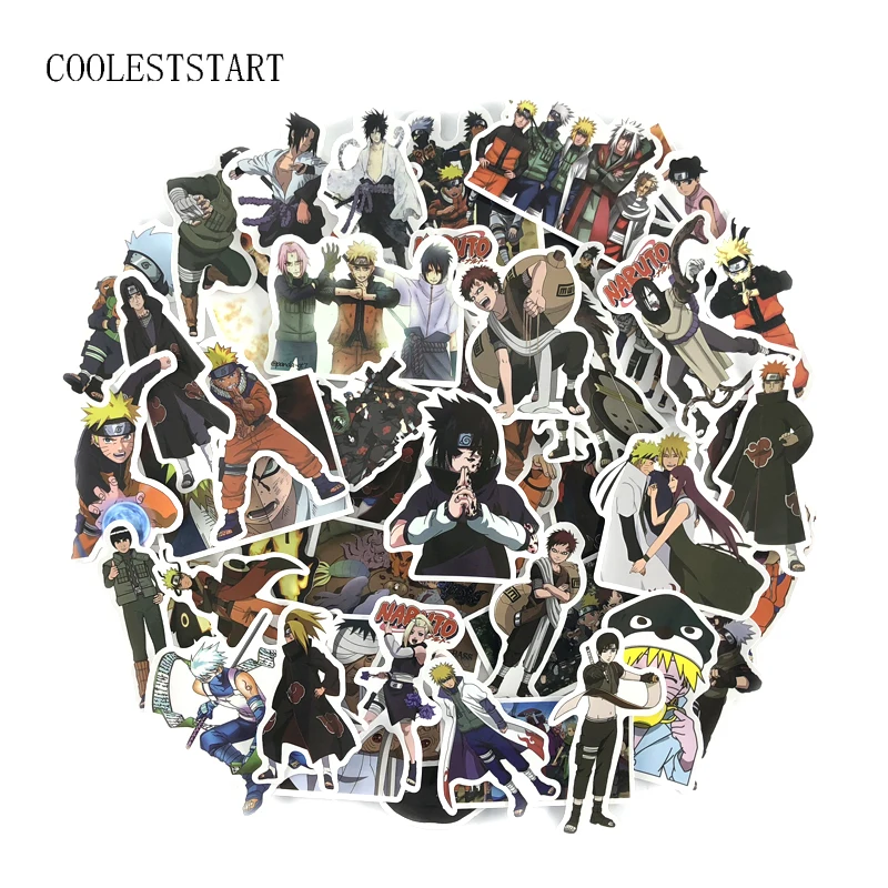 

49PCS/set Waterproof Japan Anime Naruto Sticker For Laptop Car Trunk Skateboard Guitar Fridge Backpack Decal Toy Stickers