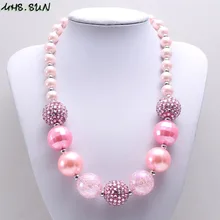 MHS. SUN горячая Распродажа массивное ожерелье из жевательной резинки для маленьких девочек diy ювелирные изделия ручной работы розовое бисерное ожерелье из Гамбола детский подарок 1 шт