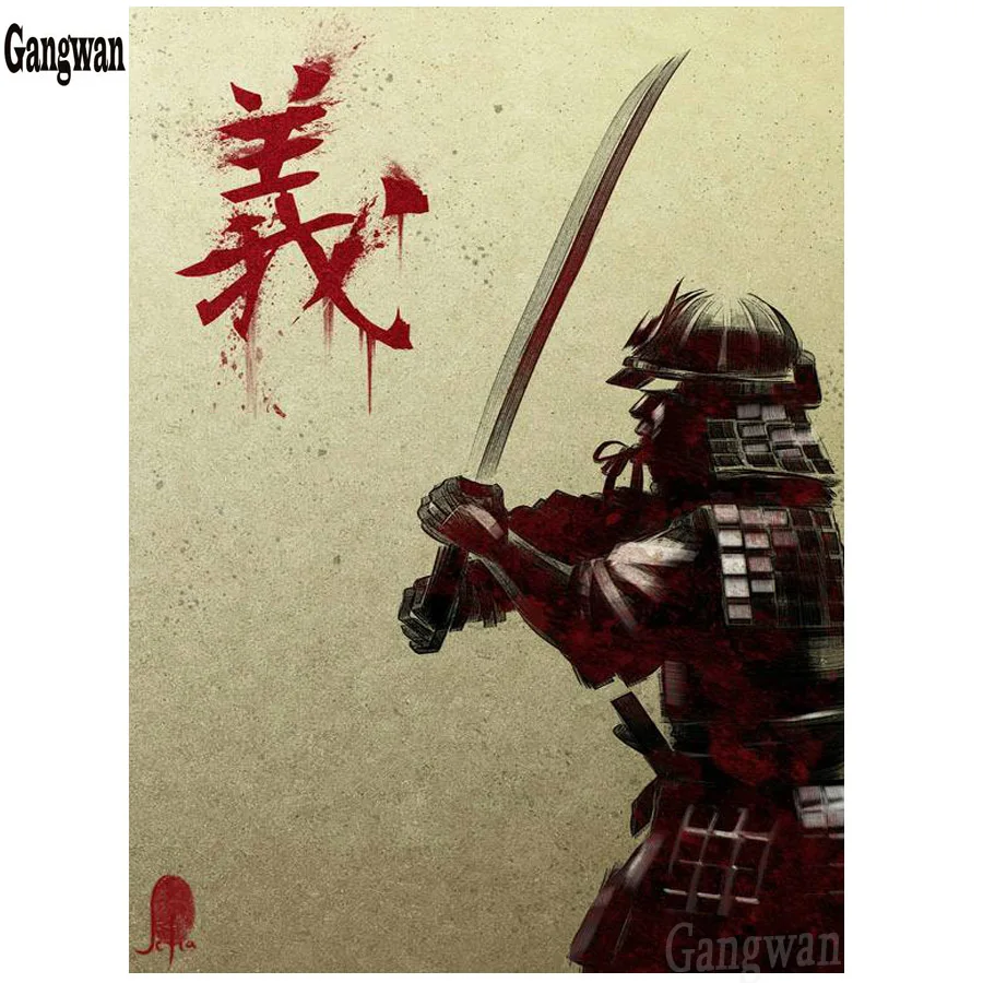 

5D Square Diamond Painting Cross Stitch Japanese Samurai picture Diamond Mosaic Full Diamond Embroidery Patterns Rhinestones