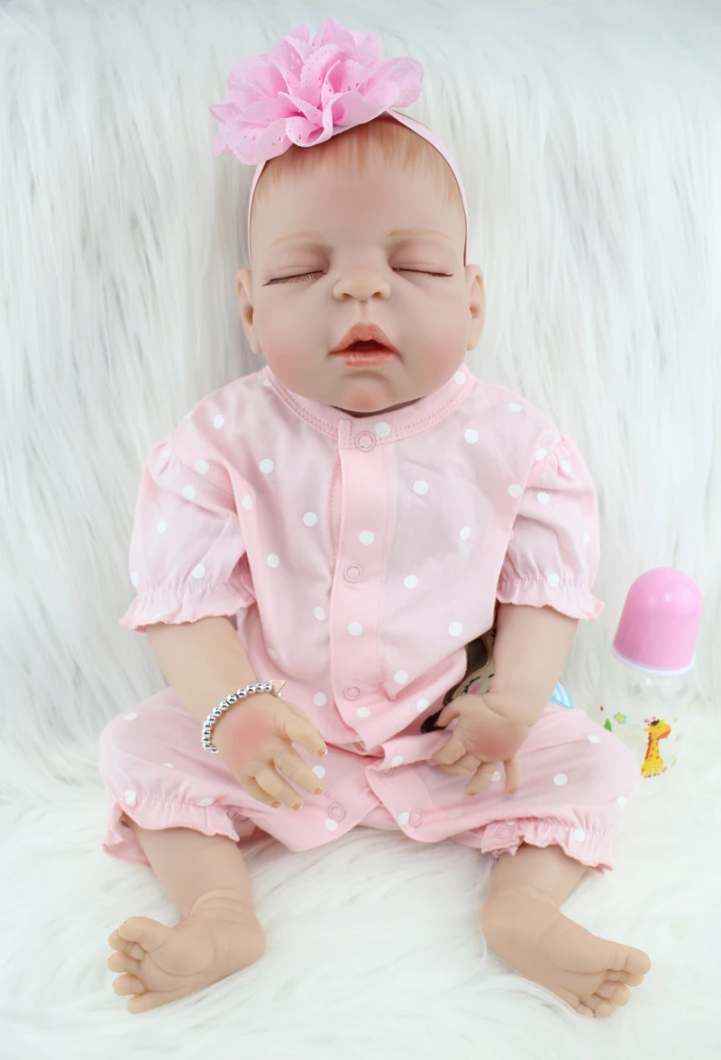 55 см полный Силиконовый Reborn Baby Sleeping Girl 2" реалистичный винил Новорожденные куклы закрытые глаза прекрасный подарок на день рождения водонепроницаемый