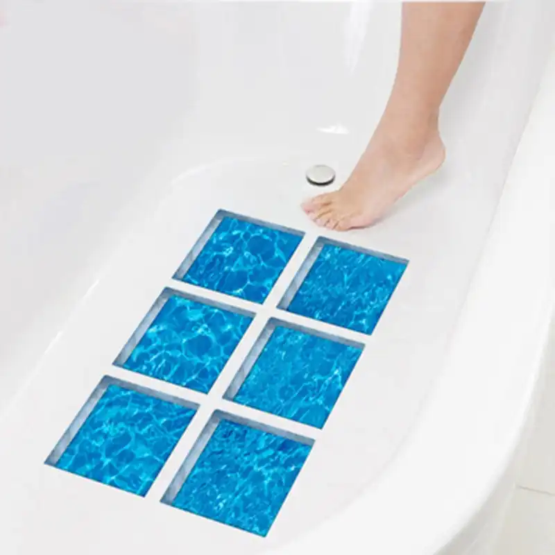 6pcs Set Bath Mat Anti Slip Pvc Tub Mat With Suction Cup 3d Three