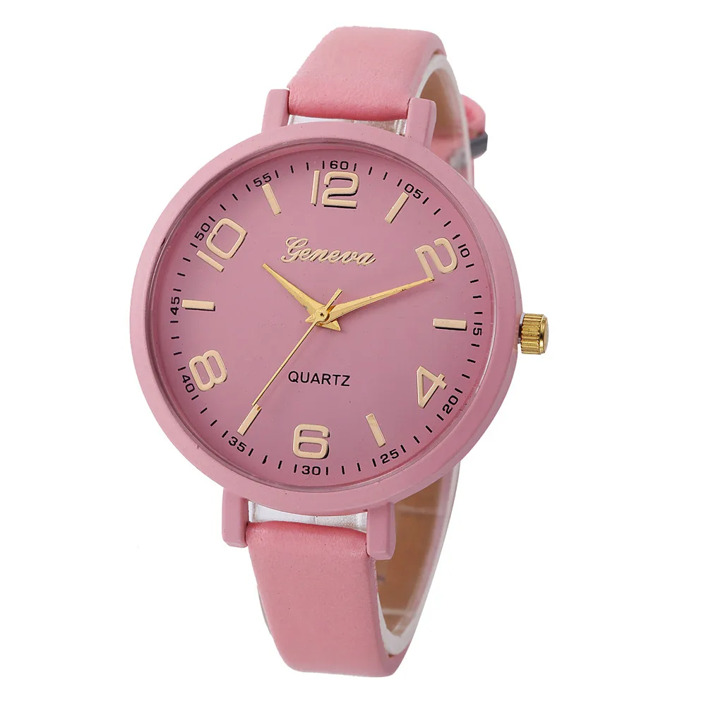 Женские Модные Часы повседневные шашки из искусственной кожи Кварцевые аналоговые наручные часы Роскошные женские повседневные платья Часы Relogio Feminino# C - Цвет: Pink