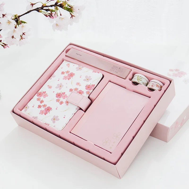 

1pcs New diary book cherry blossom notebook cute illustration hand account diary plan notebook small fresh notebook diary A6