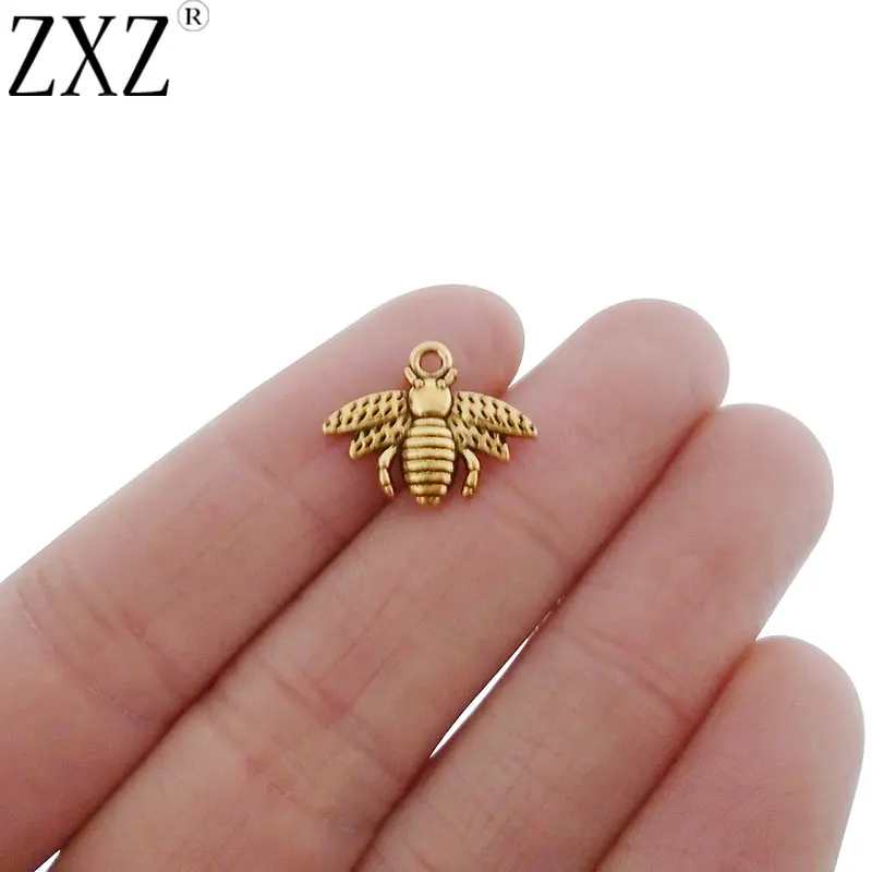 

ZXZ 20pcs Antique Gold Tone Bumble Bee Honeybee Insect Charms Pendants Beads for Jewelry Making Findings 17x13mm