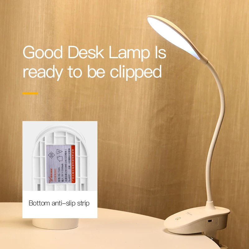  YAGE 7300K USB Table Lamp with Clip 1200mAh 18650 Rechargeable Led Desk Lamp Touch Lampe Flexo Bure - 32965439309