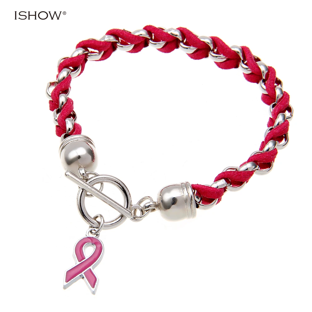 New Breast Cancer Awareness pink ribbon bracelet for women fashion