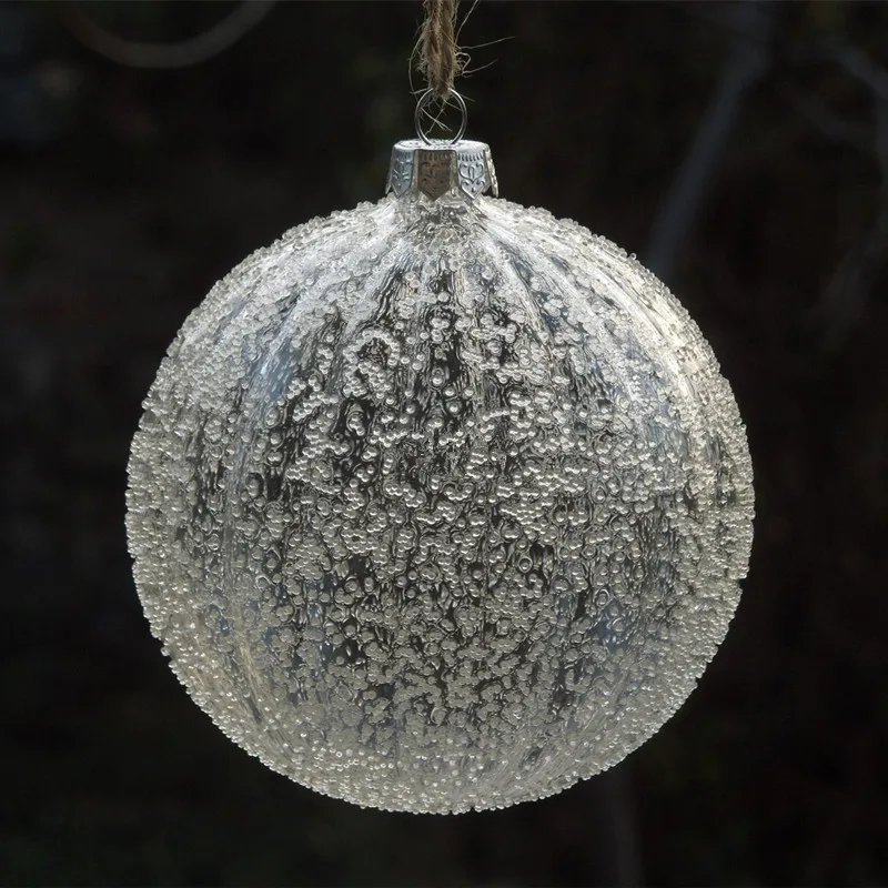

12pcs/pack Diameter=6cm Striped Glass Ball Transparent Glass Globe with Glass Chips Christmas Tree Pendant Ornament Glass Ball