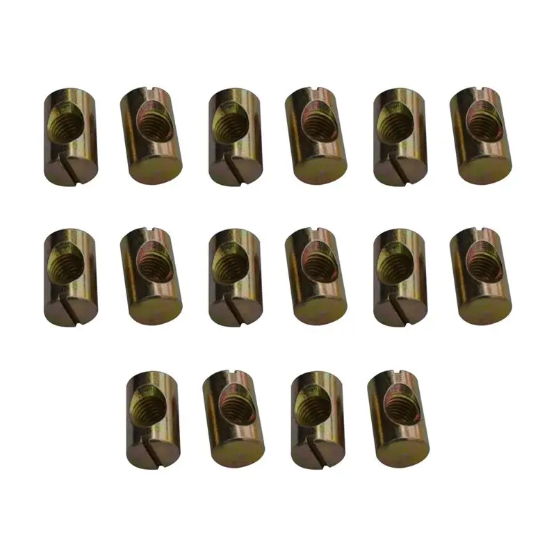 16Pack M8 Barrel Nuts Cross Dowels Slotted Nuts for Furniture Beds Crib