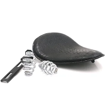 

New Universal Motorcycle Leather Retro Vintage Crocodilian Seat Leather Seats Racer Spring Solo Driver Seat Cushion