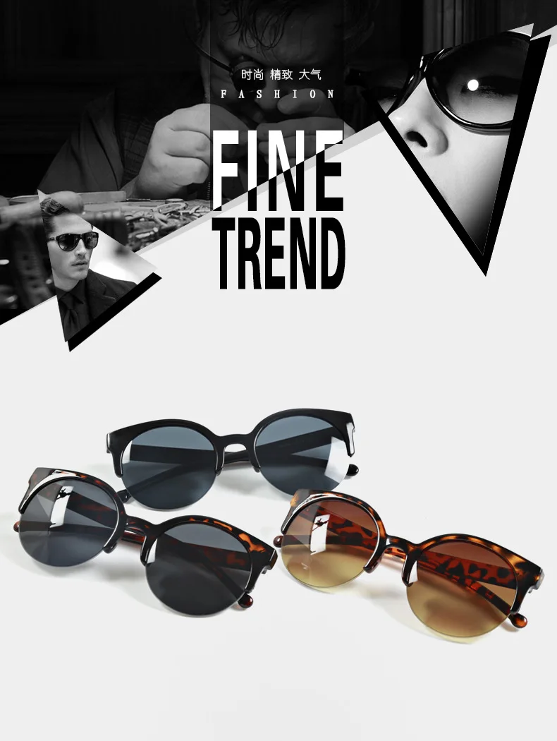 Women Brand Designer Vintage Half Frame Glasses Women Sunglasses Fashion Eyewear