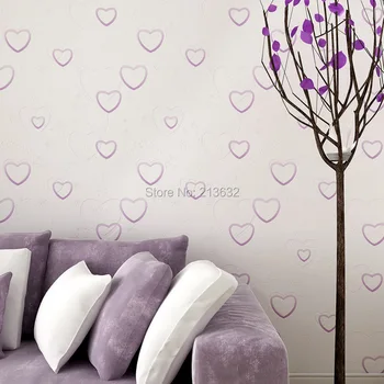 

ZXqz 44 Non woven wallpaper wallpaper _ beautiful heart-shaped pink and blue boy girl warm fresh pastoral non-woven fabric