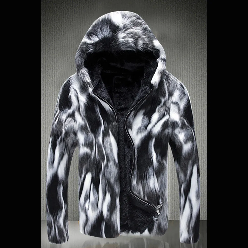 B 2018 Fall winter faux fur coat men's wild personality thick fur Jacket Leather grass Male windbreaker Fox thick Plus Size 6XL 