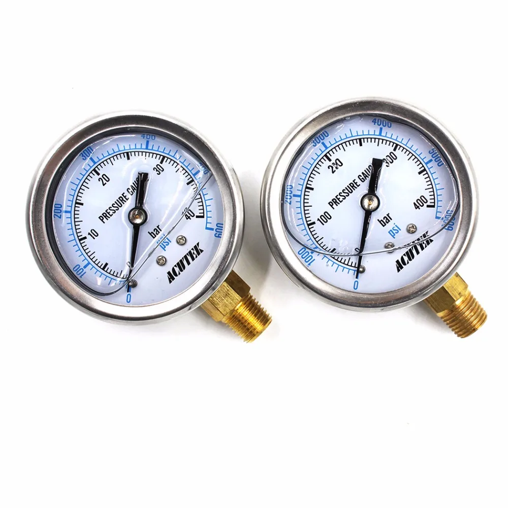 PCP Paintball Airsoft Pump Pressure Gauge 1/4PT 63mm Oil Filled Big