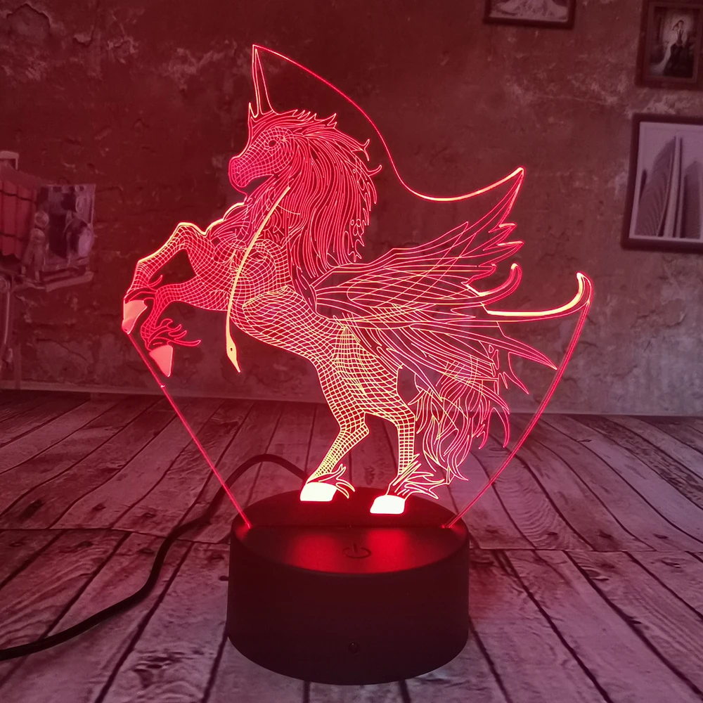 

Dropship Featured Creative Light Unicorn LED USB 3D Night Light 7 Color Gradient Energy Saving Bedroom Table Lamp Holiday Gift
