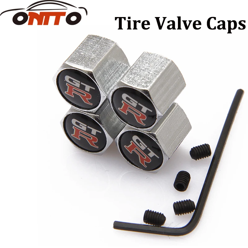 4PCS Tire Valve Caps Anti theft valve Auto Tyre Air Stems Cover Witn GTR Logo Creative Emblem