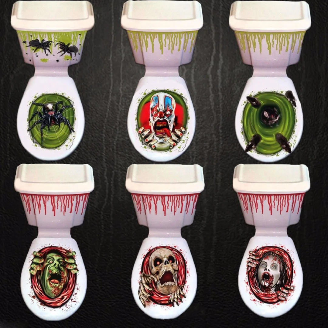 New Halloween Scary Toilet Seat Grabber Cover Party Festival Decoration Sticker Prop