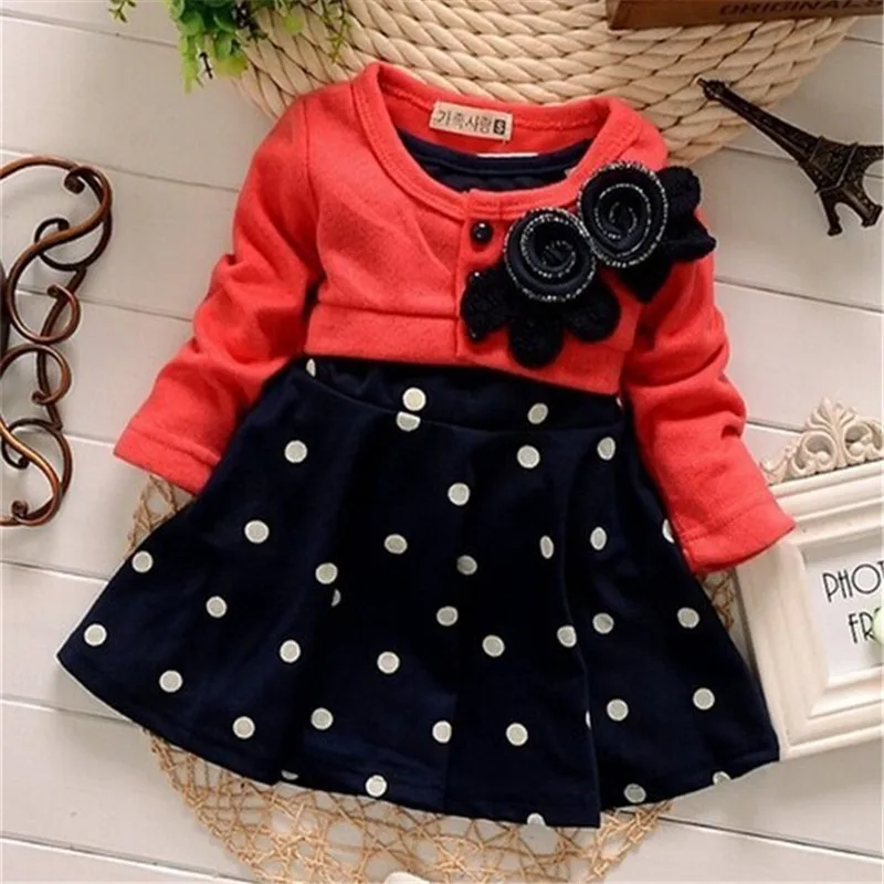 Autumn Baby Girls Dress Fashion Style Floral Cotton Wedding Party Dresses For Infant Clothing Newborn Long Sleeve Dress 40