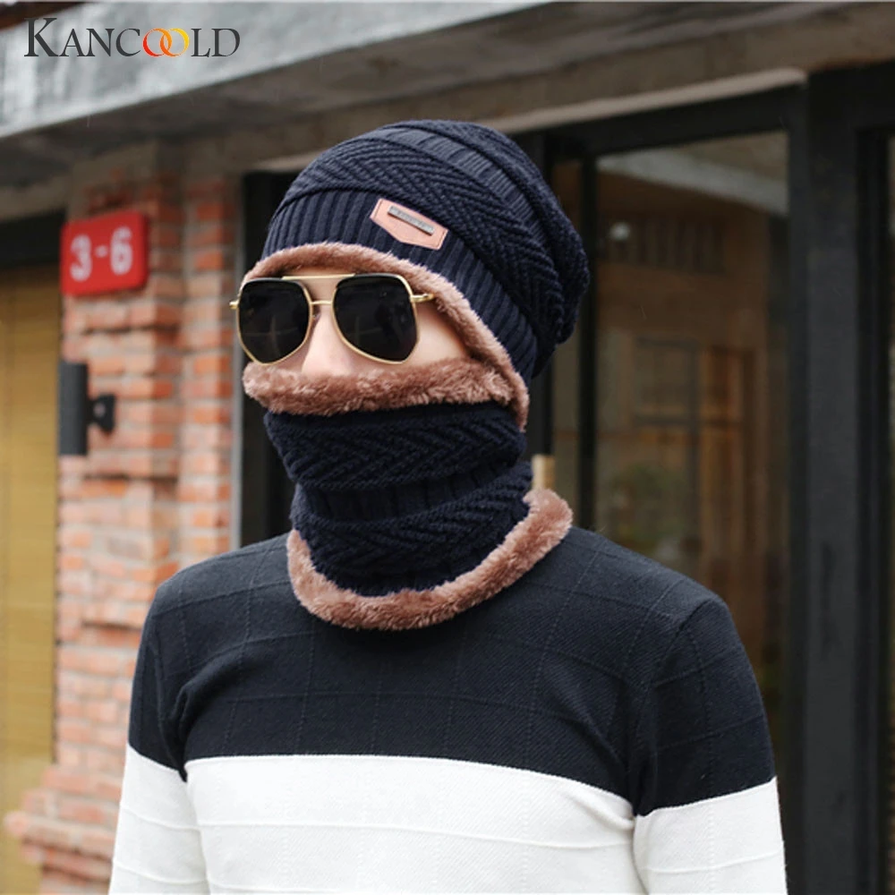 

KANCOOLD Hat Men high quality Winter Warm Fleece Camping Hat Beanie Baggy Wool Ski Cap + Scarf fashion hat Men 2018NOV15