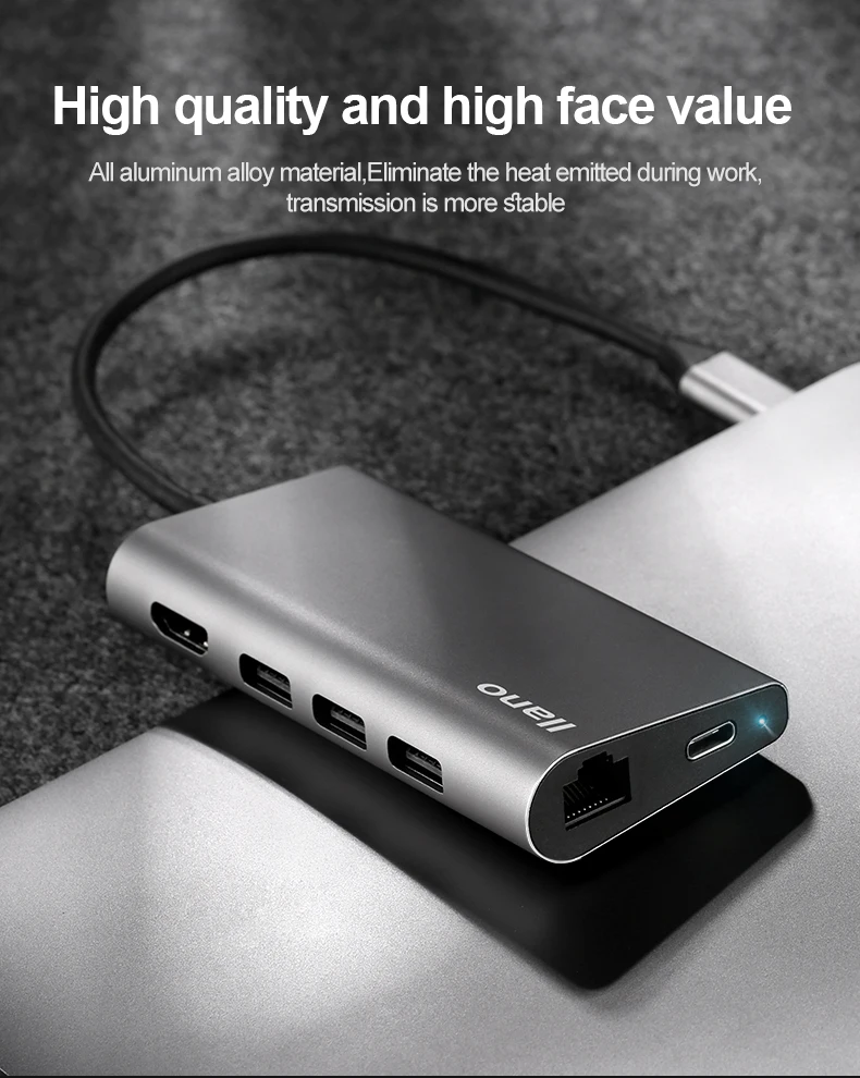 Llano USB док-станция все-в-одном USB-C к HDMI кард-ридер RJ45 PD адаптер для MacBook samsung Galaxy S9/S8/S8+ type C концентратор