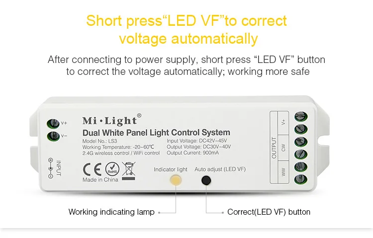 

DC42V-45V input LS3 Dual White Panel Light Controller DC30V-40V output 900MA Brightness Color temperature adjustment led Dimmer