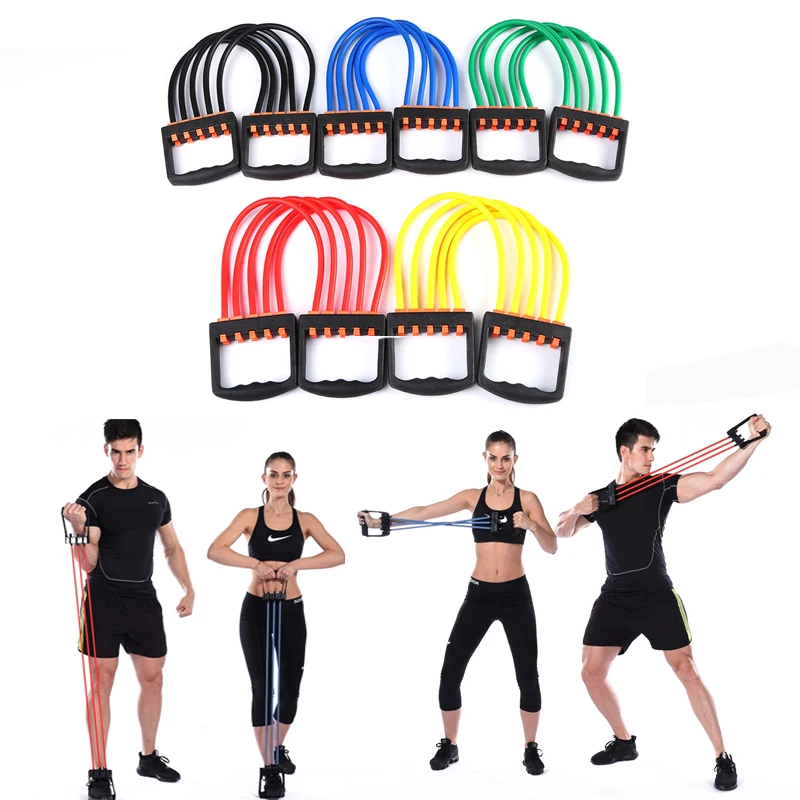 

Gym Resistance Bands 5-Spring Rubber Chest Expander Muscle Training Chest Expander Training Bands Elastic for Fitness Men Women
