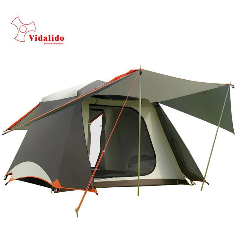 Vidalido Camping Tent 4 Person Waterproof Family Tents For Outdoor Recreation Double Doors Tourist Large Tent Fishing