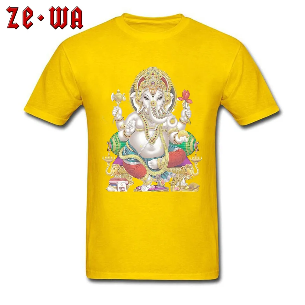 Retro Men T-Shirt Round Neck Short Sleeve Cotton Fabric shiva ganesha201897Y Tops Shirt Printing Tops Shirts Drop Shipping shiva ganesha201897Y yellow