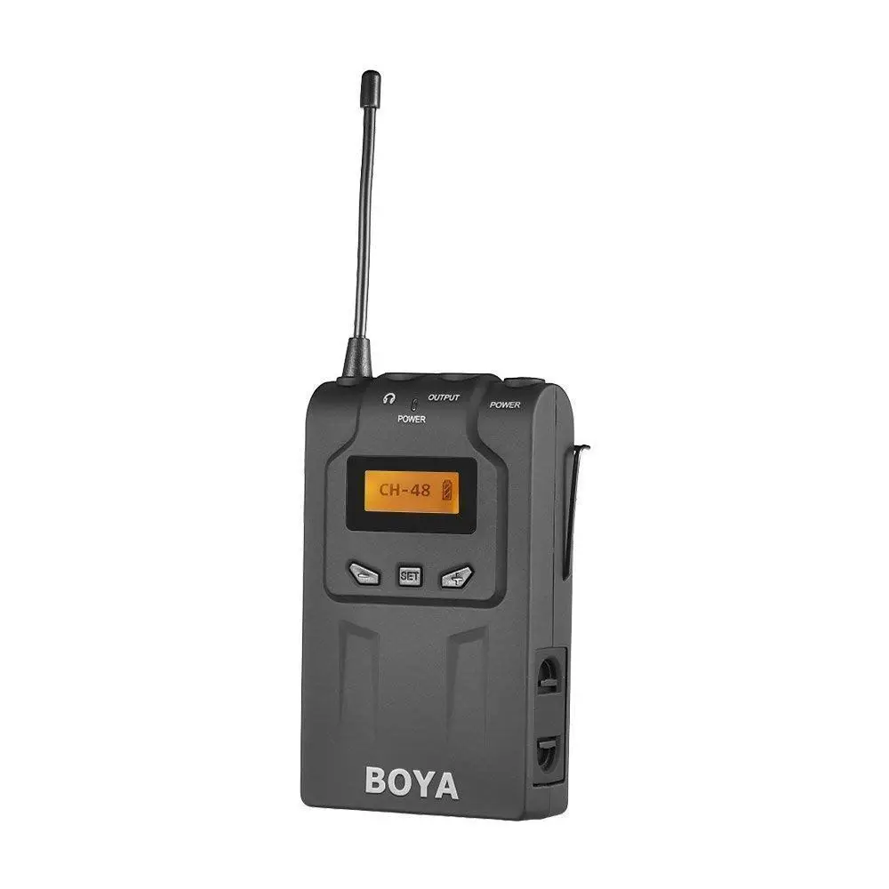 

BOYA BY-WM6R 48 Channels UHF Wireless Microphone Receiver For DSLR Cameras With LED display With belt clip & shoe mount adapter