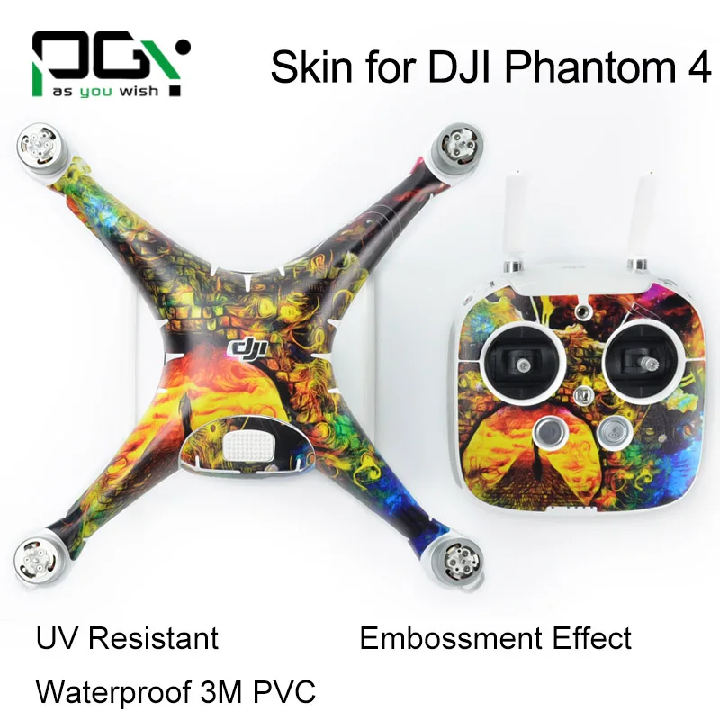 PGY Stickers PVC Skin Decal for DJI Phantom 4 Accessoies Professional Phantom drones Parts Quadcopter Shell Controller Accessory